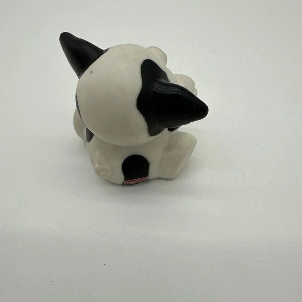 Fisher-Price Little People Toy Figure Farm Animal Sitting Cow‎ Black White 2001